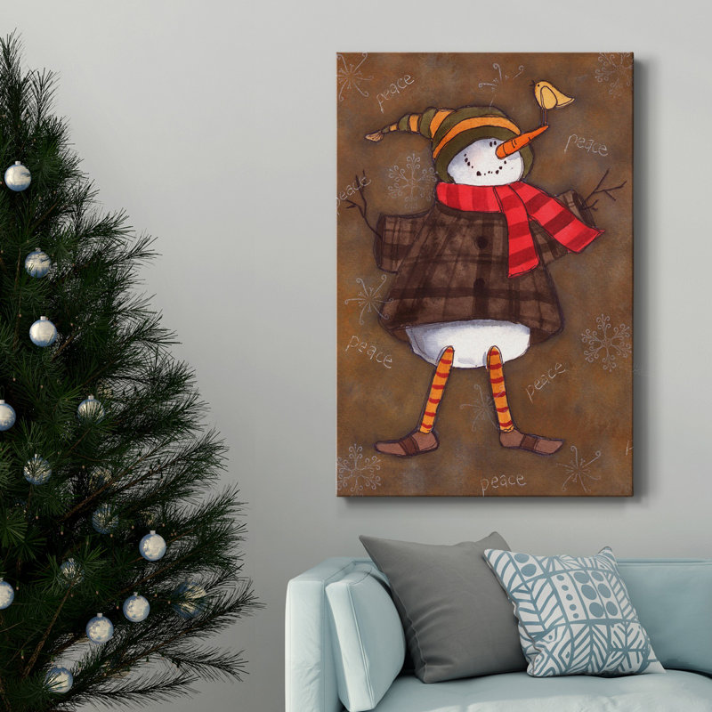 Bonhomme de neige chanteur sur toile de qualité supérieure - prêt à accrocher, H 27 po x l 18 po x P 1 po