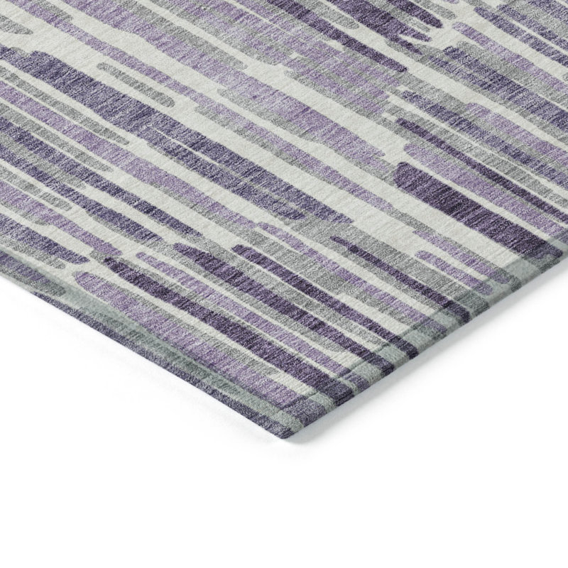 Tapis d'intérieur lavable abstrait ivoire 5 pi x 8 pi mauve