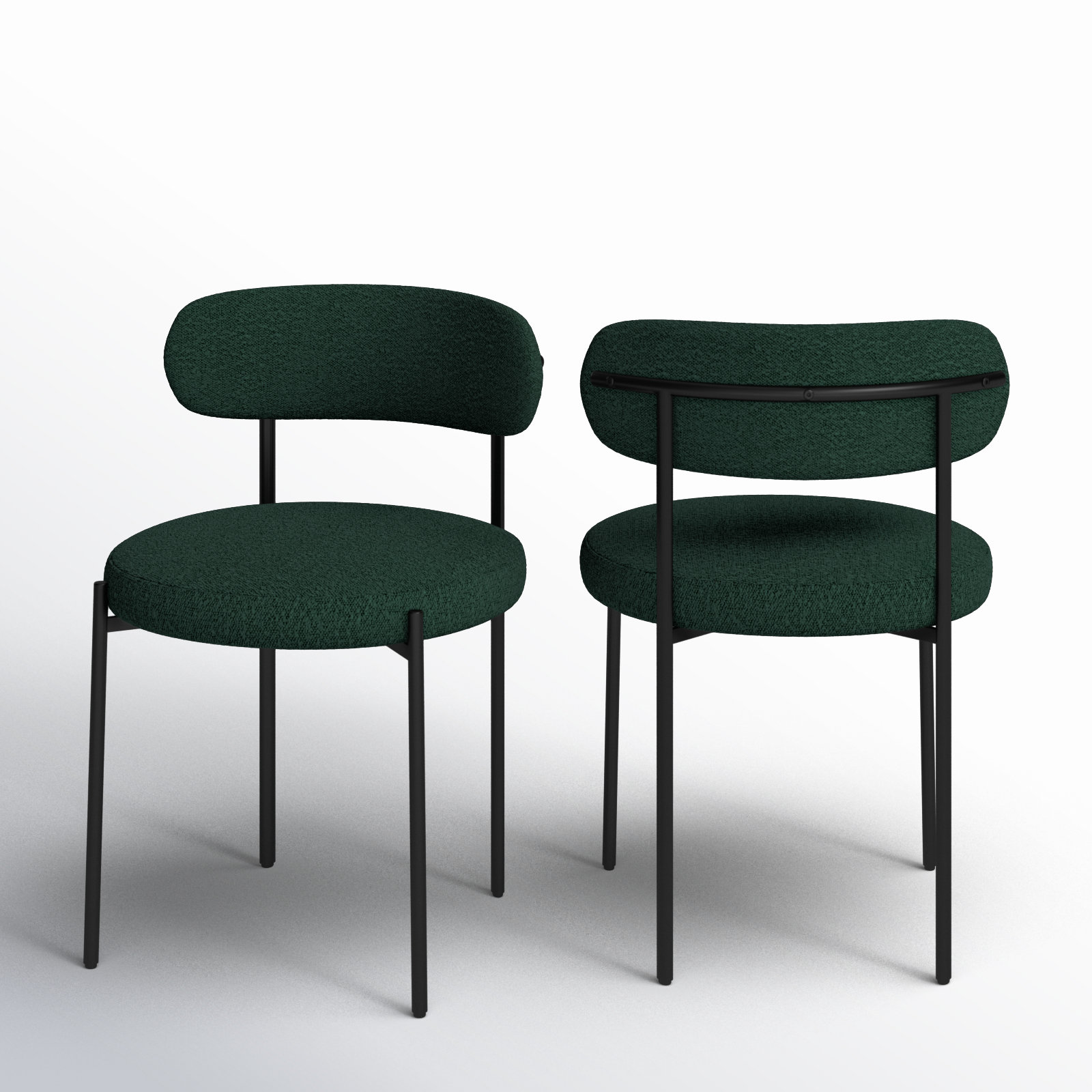 Sherwood Dining Chair, Green Boucle, Matte Black