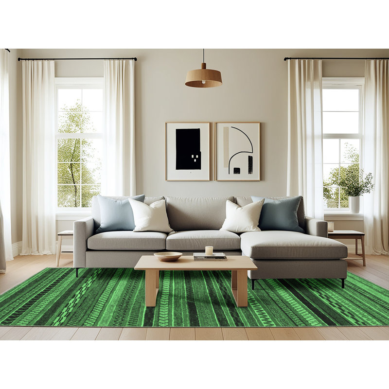 Ketrin Washable Geometric Indoor Rug, Rectangle 6' x 9'