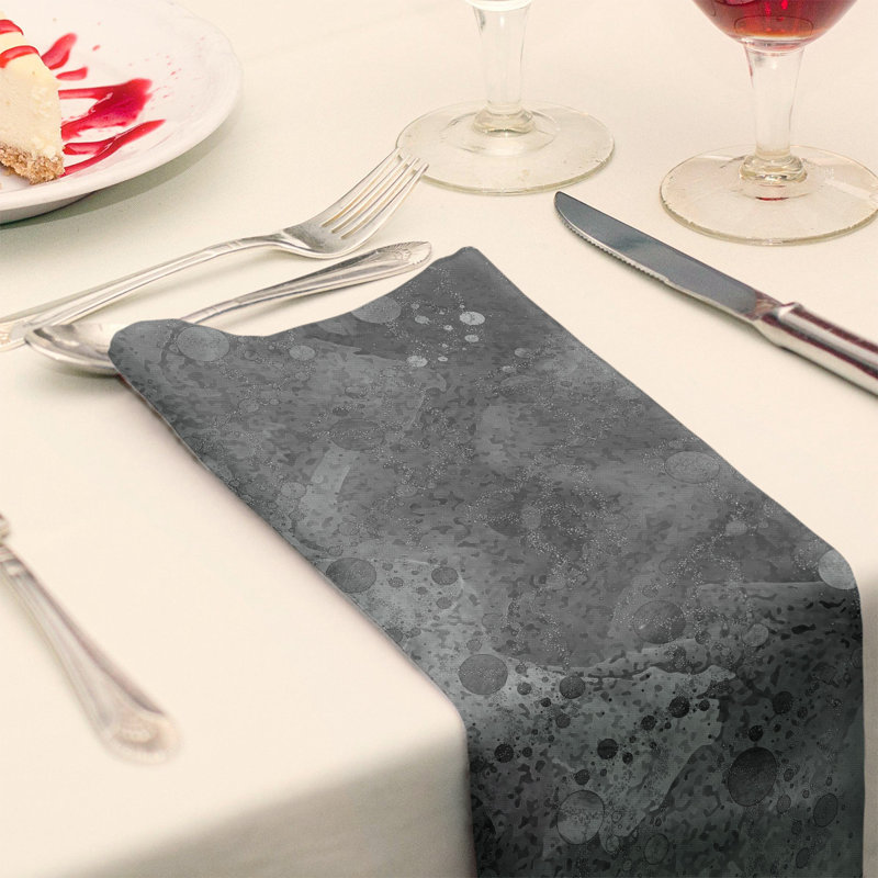 Polyester Abstract Square Napkin, Black/White, 0.1" H x 22" W x 22" D, Polyester Twill