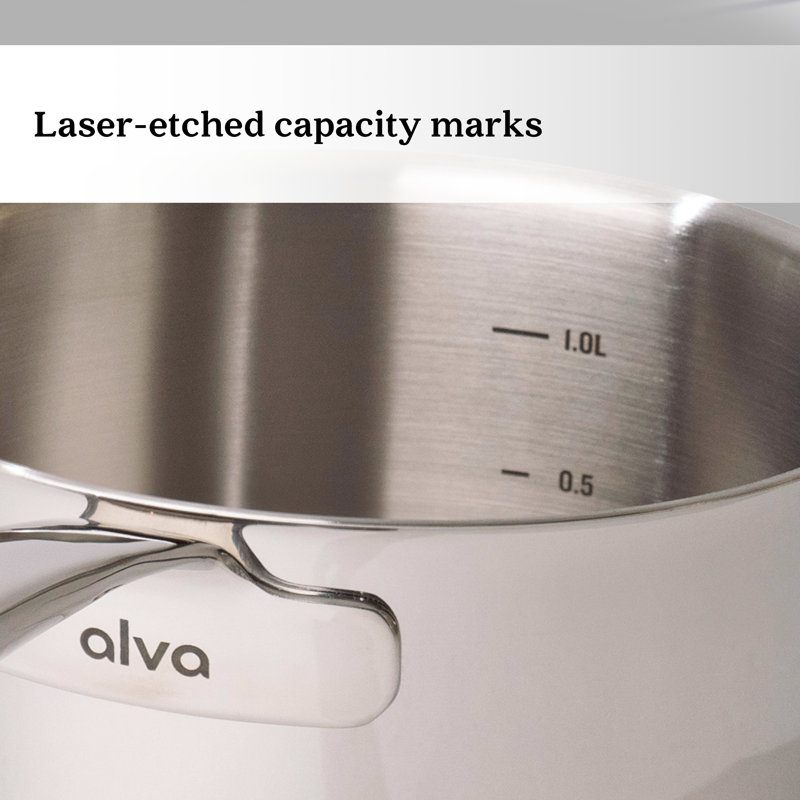 Alva Maestro 2 Qt Stainless Steel Non-Stick Saucier with Pour Spout
