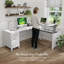72W 3 Position Sit to Stand L Shaped Desk in White-831814478