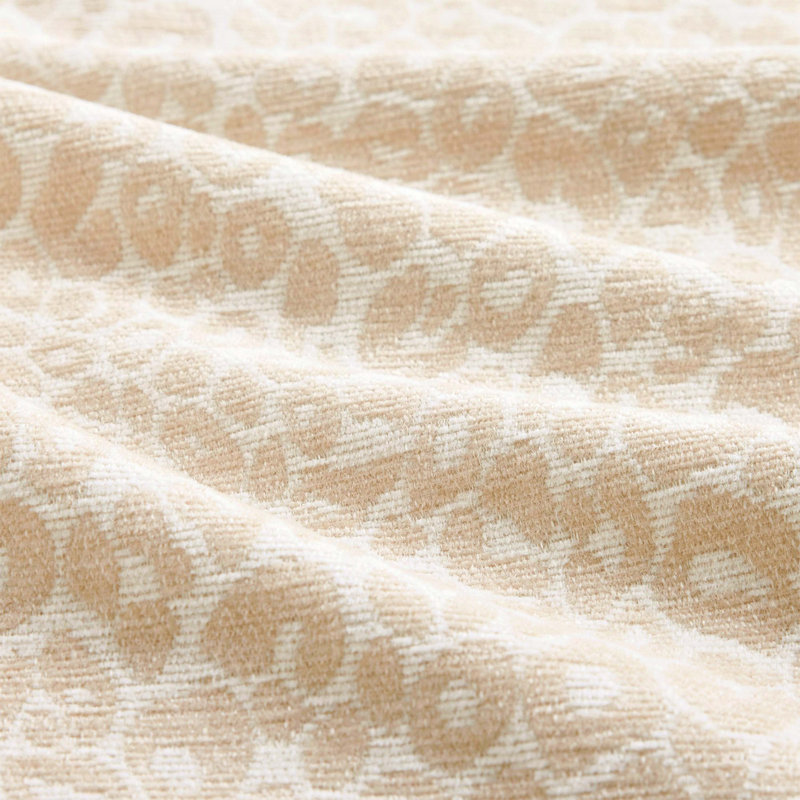 Beige Coffee Leopard Chenille Ottoman, Beige/Brown