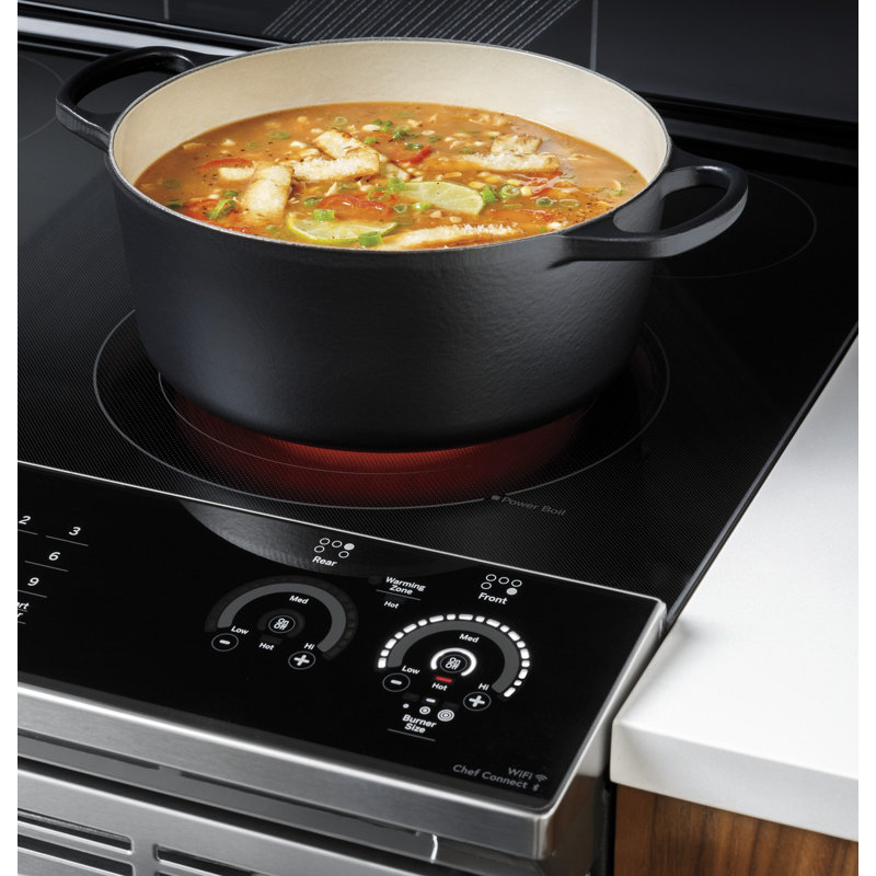 GE Profile Smart Appliances 30" 5.3 cu.ft. Slide-in Electric Range, Black Stainless