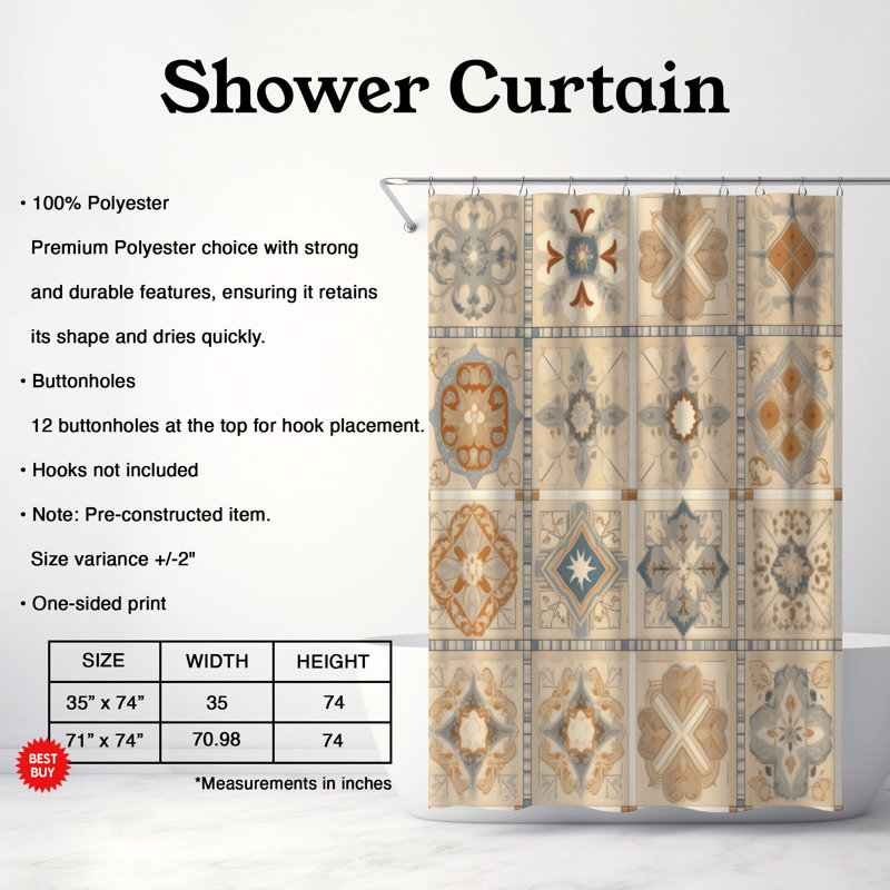 Luxurious Rug - Premium Shower Curtain, 74"H x 71"W