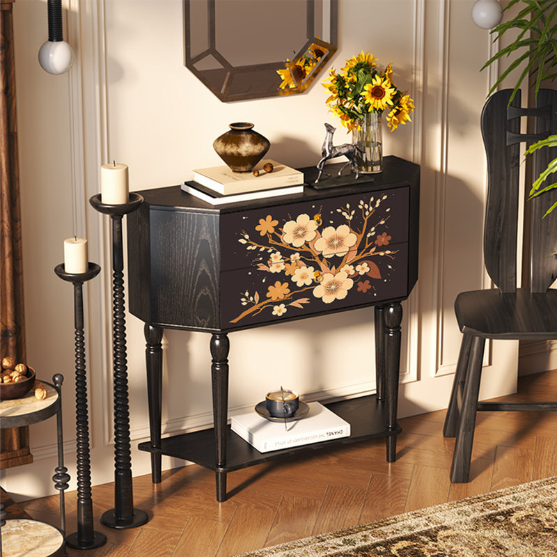 Retro Minimalist Art Console Table with 2 Drawers