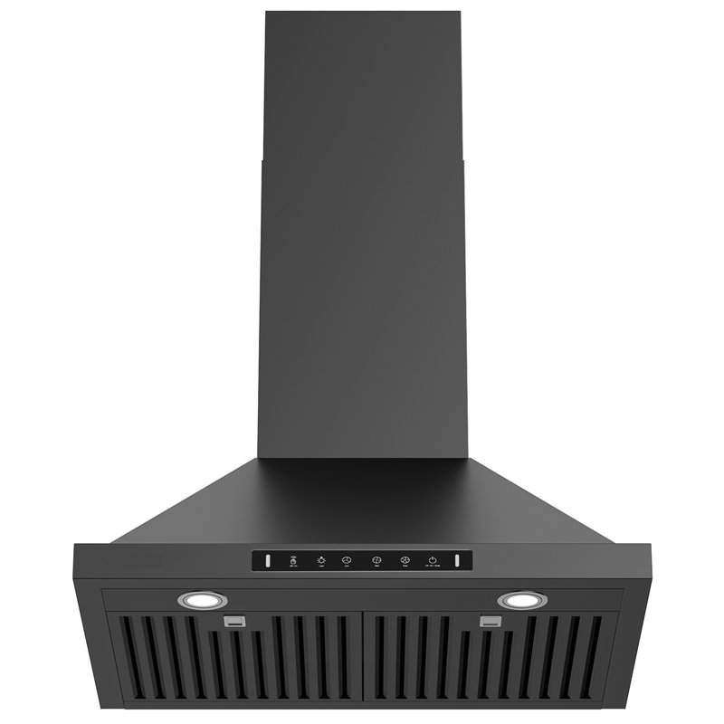  VIKIO 30" Wall mount Range Hood with 2 GU10 LED lights, 3-Speed, 500 CFM, Ultra-Quiet, Dishwasher-Safe Filters, Black, ETL Listed