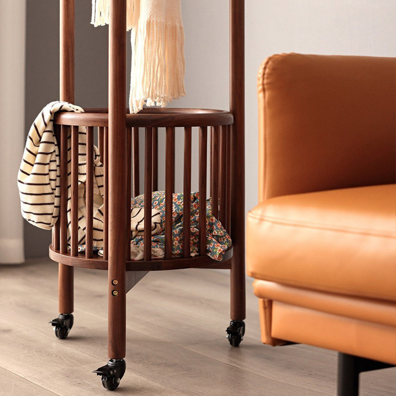 Solid Wood Black Walnut Coat Rack Movable
