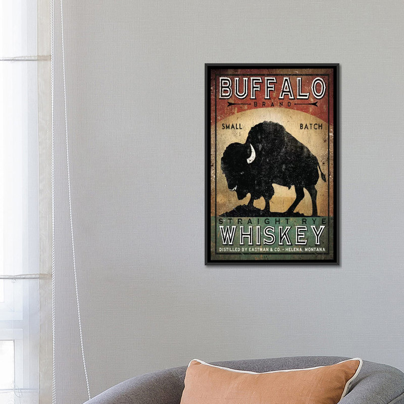 Buffalo Brand - lot de seigle droit - impression sur toile tendue, Toile encadrée noire, L 18 po x H 26 po, Blanc