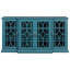 Armoire de rangement bleu sarcelle pour téléviseur - construction, 6 tablettes réglables, finition à surface lisse, - buffet de 63 po, 4 portes avec motif de porte exquis, précautions