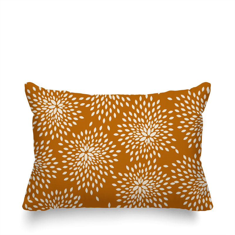 Housse et insert de coussin rectangulaire intérieur / extérieur en polyester filé Bavière, Orange/Crème
