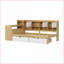 Lit de jour simple en L avec rangement en bois et bureau Tablettes, blanc naturel pour les petits espaces