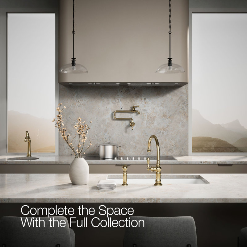 Artifacts® Bar Faucet with Swing Spout and BerrySoft™, MasterClean™, and ProMotion™, French Gold