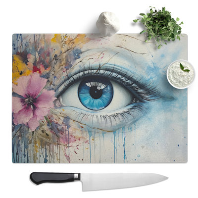 Eye Art Watercolour  Glass Chopping Board