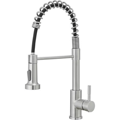 Brushed Nickel Kitchen Faucet with Pull Down Sprayer Single Handle Single Hole Rv Kitchen Faucet for Farmhouse Bar Laundry Outdoor Sink