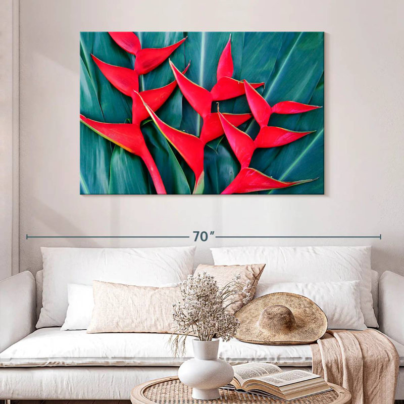 Harnek Bright Red Heliconia, 32" H x 48" W