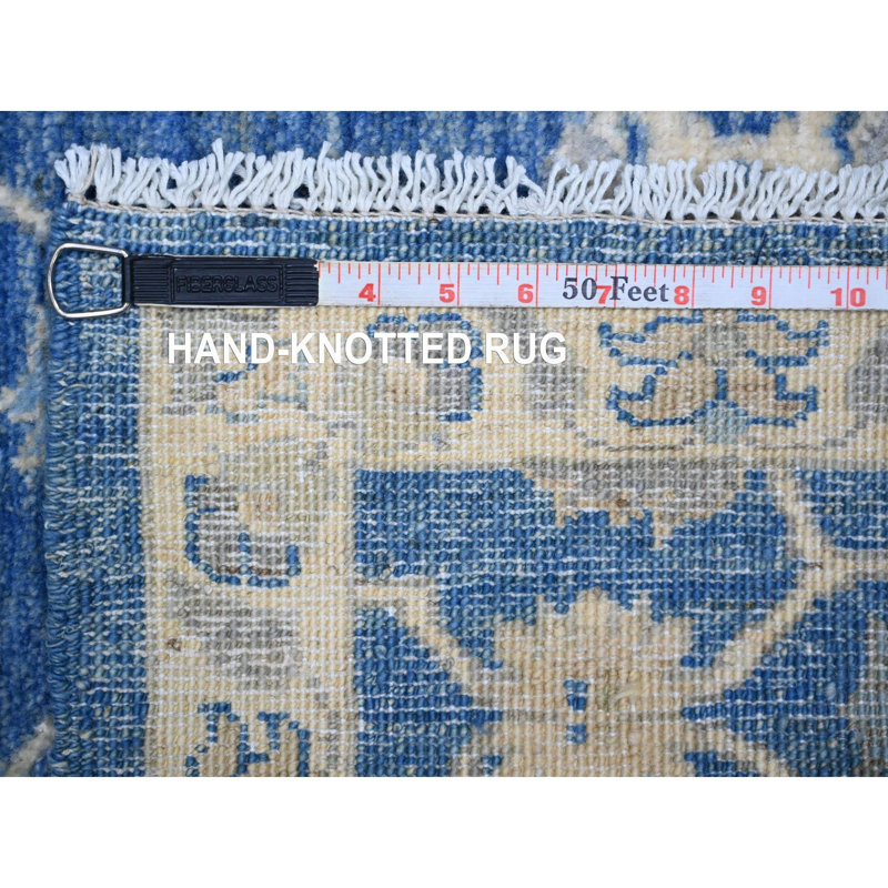 Tapis de couloir bleu en laine douce noué à la main 2 pi 8 po x 11 pi 8 po FC9106E124424BB7B047C6C814BB25D9