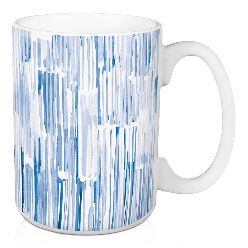 Grande tasse à motif d'aquarelle bleue, Bleu