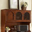 Buffet brun foncé + bois manufacturé + verre-1834161900