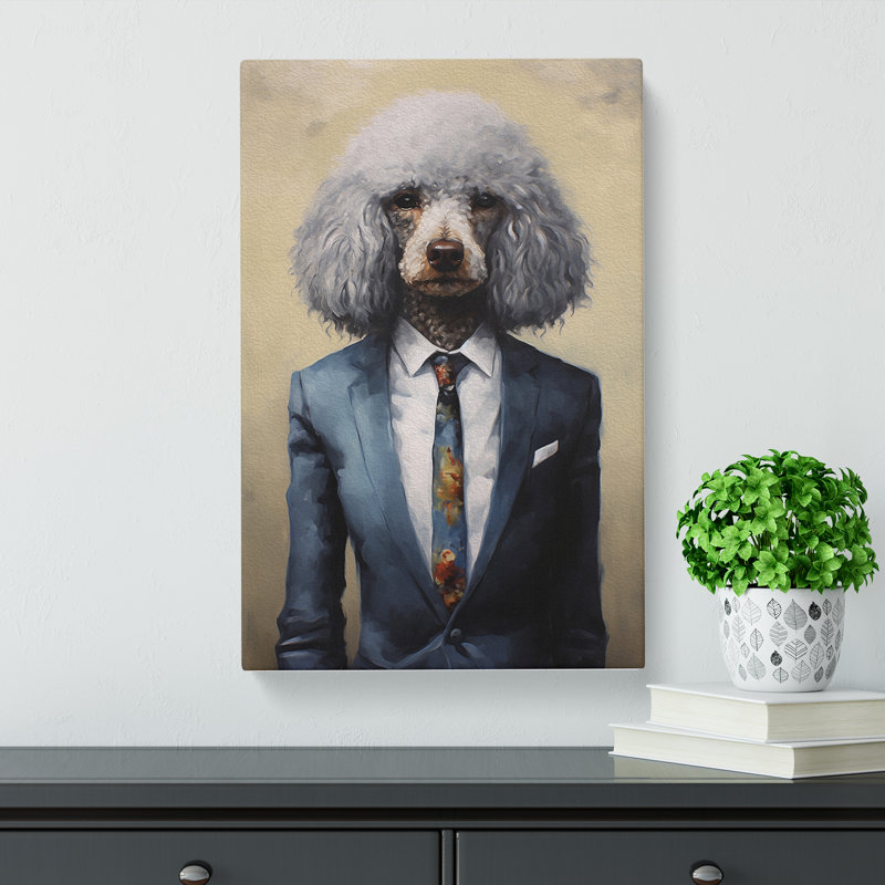 Poodle In A Suit Painting No.5 - Wrapped Canvas, 76cm H x 50cm W x 3cm D