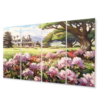 Rhododendron Blooms At Farm IV - Ensemble de décoration murale floral en métal