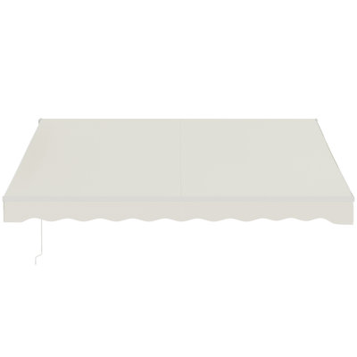 12' X 10' Electric Awning, Retractable Awning, UV Protection Sun Shade Shelter With Remote Controller And Manual Crank Handle For Deck, Balcony, Yard, Cream White