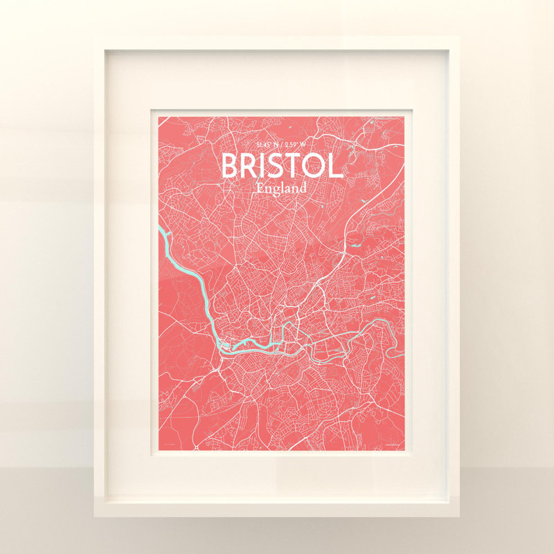 Bristol City Map In Maritime - No Frame Print, 20cm H x 16cm W x 0.05cm D