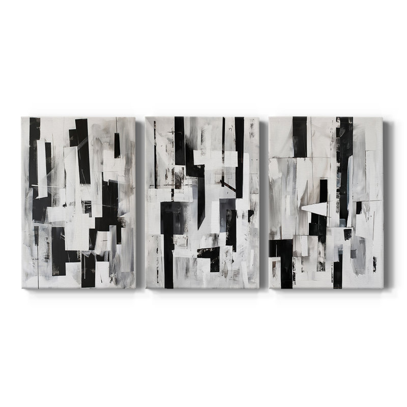 ABSTRACT Series XL - Toile tendue avec châssis sur mesure - 3 pièces, H 36 po x l 72 po