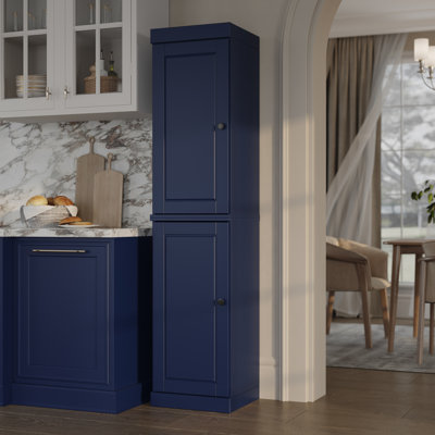 Grande armoire de cuisine étroite 100% en bois massif avec portes Jaylena, tablettes réglables, armoire de rangement modulaire, l 16,5 po x H 71,5 po