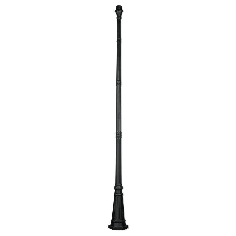 Poteau cannelé 74 po en fonte d’aluminium Arelene, 114.5", Noir texturé