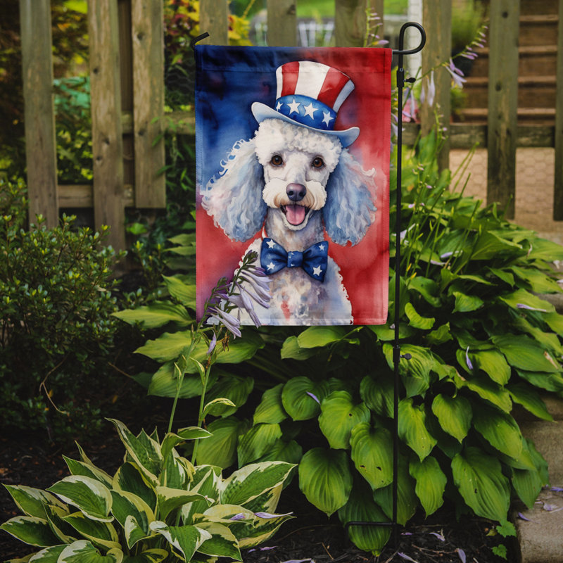 Drapeau patriotique du jardin américain, Blanc / caniche bleu