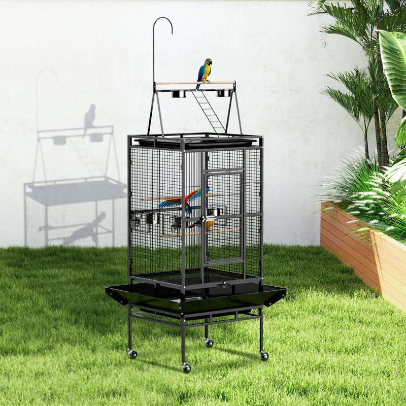 68 In. Wrought Iron Bird Cage With Playtop