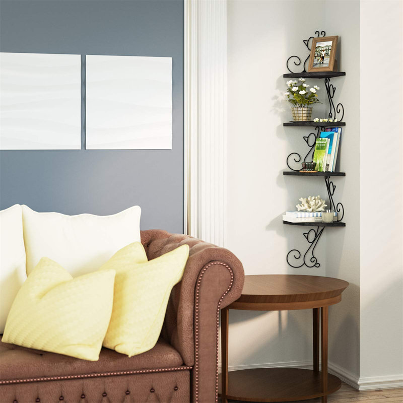 Naelle 4 Piece Tiered Corner Shelf, Black
