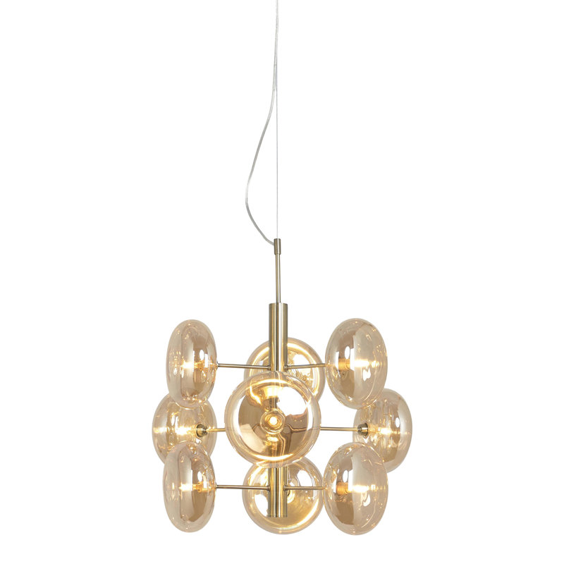 Zachariah 9 - Light Crystal Jar Pendant, Brass