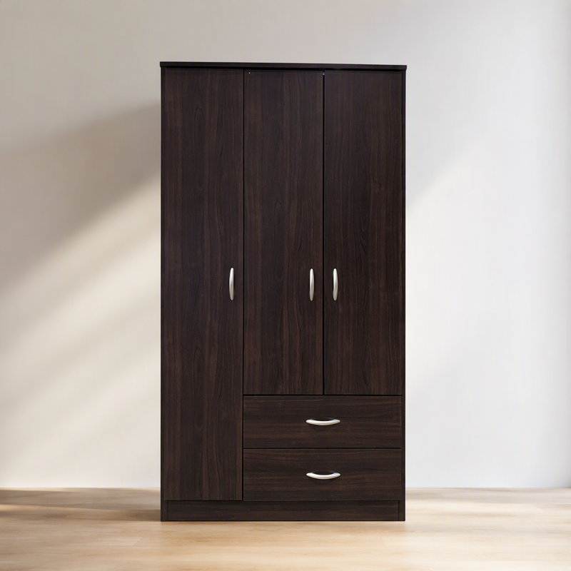 Armoire Morrison Espresso à 3 portes avec un grand espace de rangement et un design moderne, idéale pour une chambre bien organisée