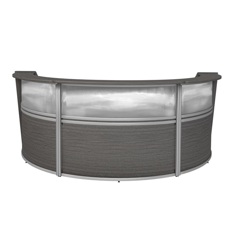 Poste de travail courbé Nahjai Marque Plexi, Bois flottant gris, H 45,5 po x l 143,5 po x P 71 po