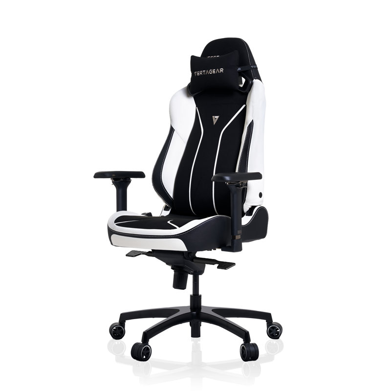 Vertagear Adjustable Armrest and Adjustable Headrest PC & Racing Game Chair, Black/White