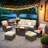 7 - Person Patio Furniture Set with Swivel Rocker, Outdoor Wicker Rattan Seating Group with Cushions, All Weather Sofa Conversation Set with Fire Pit Table for Garden Backyard-1188283242