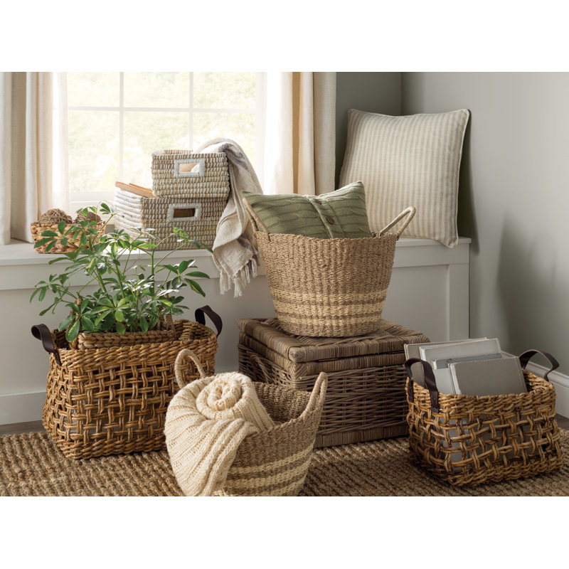 Vira Handmade Seagrass Basket With Handles - Set of 3