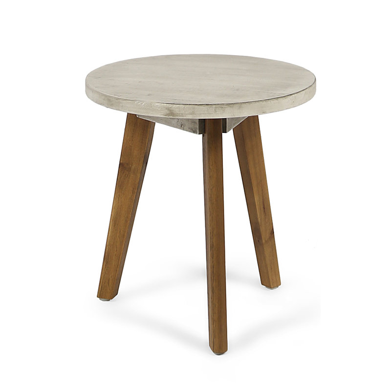 Solid Wood End Table, Light Gray