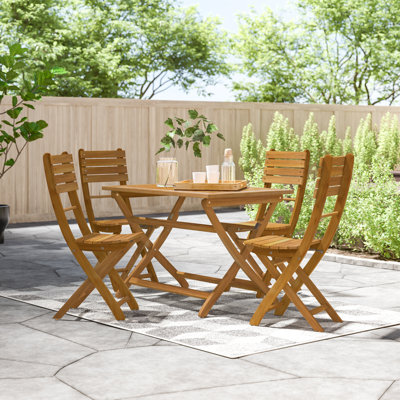 Amaure 4 - Person Acacia Wood Patio Dining Set with Rectangular Table