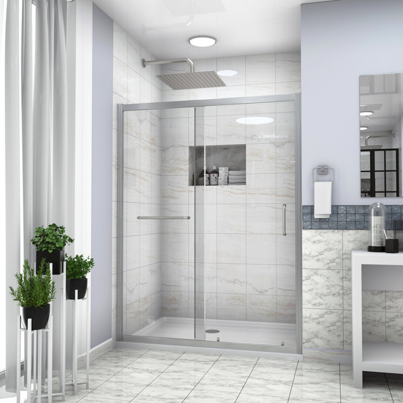 Paroi de douche coulissante simple l 60 po x H 72 po, chrome, Chrome chrome