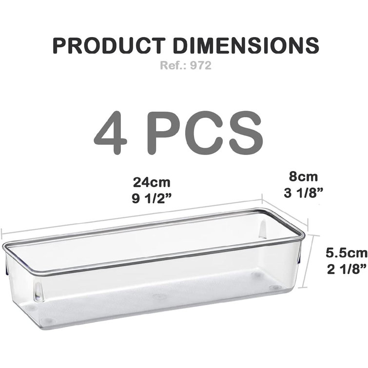 Acrimet Desk Drawer Organizer Box Tray Storage Bins Modular Divider for Home, Kitchen, Office and Storage (Clear Crystal Plastic) (7 Pack - 4 Sizes)