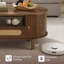 Table basse ovale moderne de 47,2 po avec porte coulissante en rotin, tiroir et rangement ouvert, pieds en bois massif-398150289