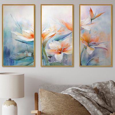 Ensemble de décorations murales beige et orange Birds Of Paradise Tranquility