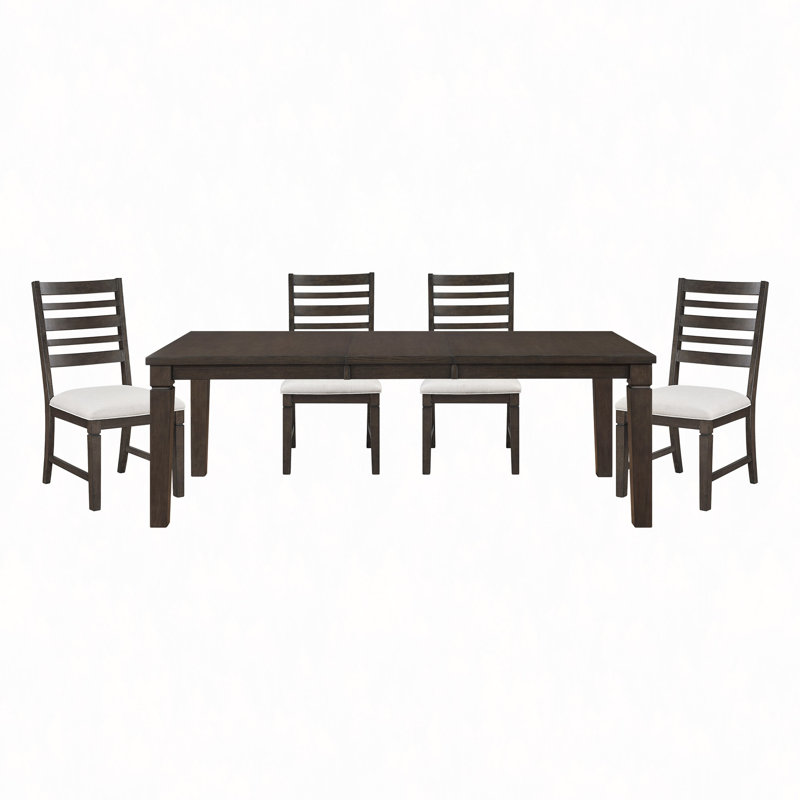 Table de salle à manger 5 pièces avec rallonge et 4 chaises confortables, 5 pièces: table, 4 chaises