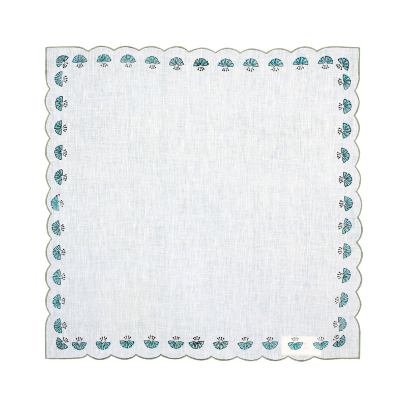 Flowery Border Table Placemat 20x20 Inch, Blue