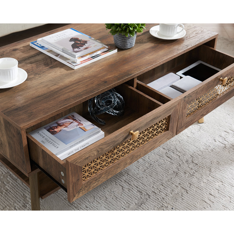 Hedva Single Coffee Table, Rustic Oak