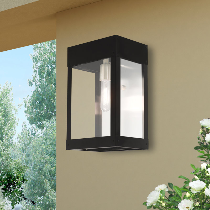 Lanterne murale d'extérieur Throncliffe, H 13 po x l 8,25 po x P 6,75 po, Noir